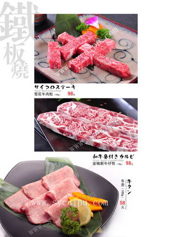 大阪府日本料理铁板烧牛肉料理菜谱设计